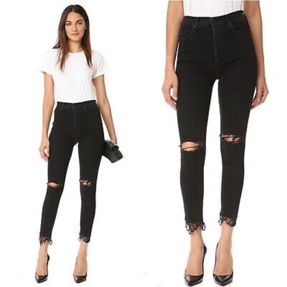 NEW MOTHER DENIM THE SWOONER DAGGER ANKLE FRAY JEAN HIGH RISE SKINNY STRAIGHT 24
